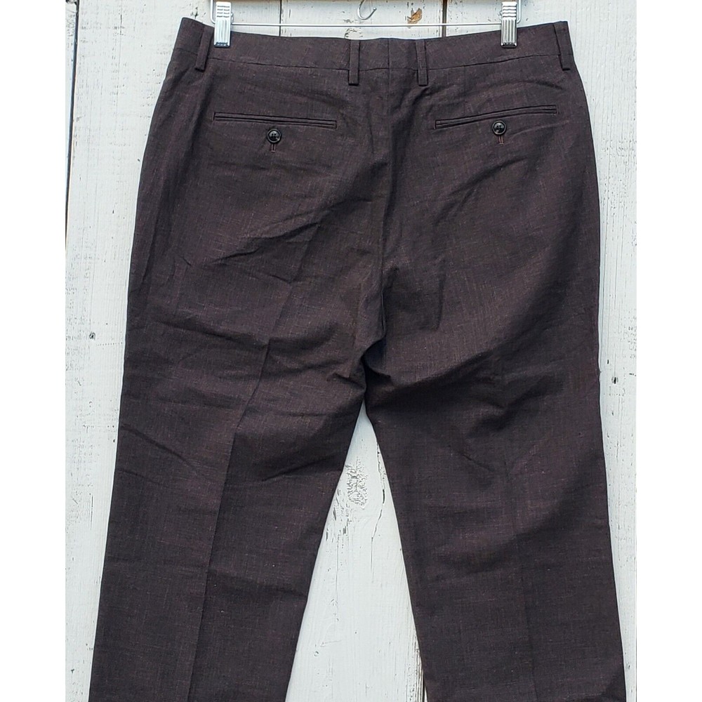 BONOBOS Tollegno 1900 3D Wool Cotton Linen Heathered Brown Pants 33/32 Slim Fit - Picture 8 of 8